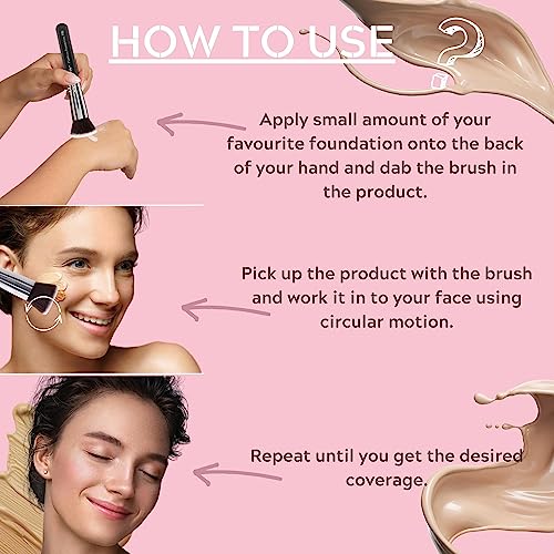Nanshy Flawless Flat Foundation Brush for Powder, Cream & Liquid Makeup - Flat Top Foundation Brush for Smooth Application, Blending & Buffing - Dense, Firm Bristles - Vegan & Cruelty-Free - Black