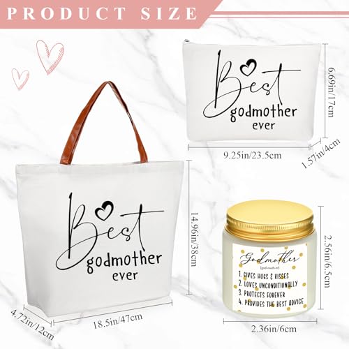 Pink Godmother Proposal Gifts Set with Tumbler, Candle, Canvas Bags — 4 Pack