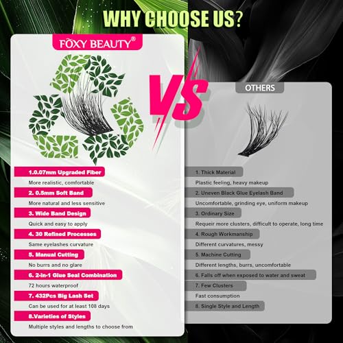 L&R Natural & Fluffy Lash Clusters - Biodegradable False Eyelashes for Beginners, No Glue Included