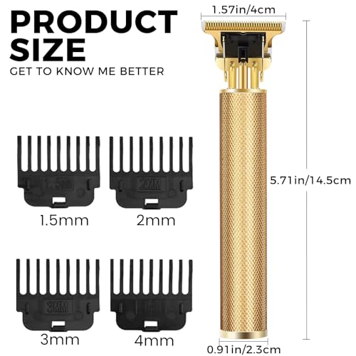 Premium Cordless Beard and Hair Trimmer for Men, Professional T-Blade Zero Gapped Rechargeable Grooming Kit, 4 Adjustable Limit Combs, Ideal Gift for Him, Unmatched Precision Luxury Care