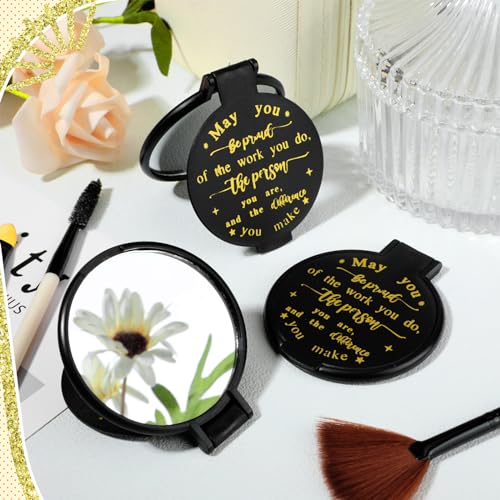 Weysat 48 Pcs Inspirational Small Compact Mirrors Bulk Gifts, Be Proud Gifts for Women Office Employee Coworker Staff, Bulk Pocket Makeup Hand Mirrors for Purse for Galentines Valentines Party Favors