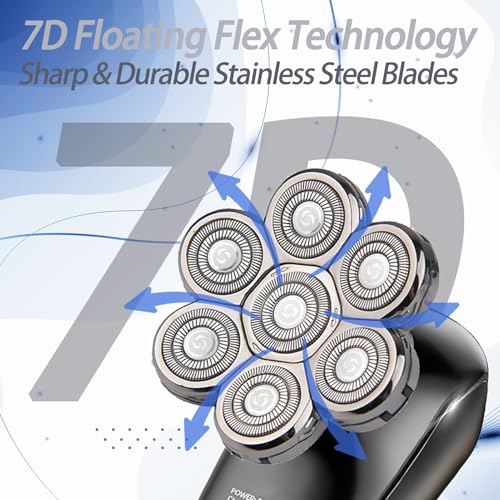 2 Pack 7D Floating Rotary Shaver Replacement Heads for Bald Men, Stainless Steel