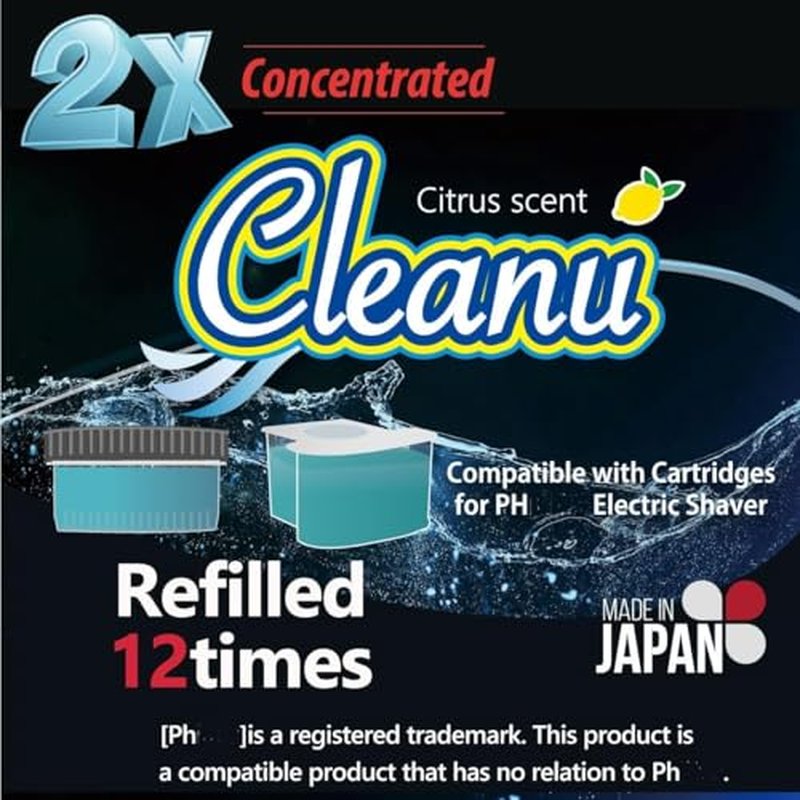 2X Concentrated Shaver Cleaning Solution Refill Compatible with Philips Norelco SmartClean & Quick Clean Pod Systems ? Makes Up to 12 Cartridge Refills, 1L (33.8 oz), Made in Japan