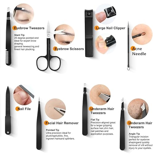 Tweezers Set,Precision Tweezers for Eyeborw Facial Hair Ingrown Hair Splinter Removal,Tweezers and Nail Clippers Set,Travel Nail Clippers Kit with Tweezer,Grooming Kit,Stocking Stuffing Gifts