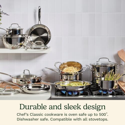 5.5 Qt Stainless Steel Sauté Pan with Lid - Induction & Oven Safe Cookware