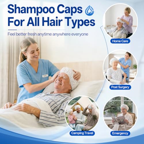 Tolnetr 20 Pack No-Water Rinse Shampoo Caps Microwavable for Bedridden Patients