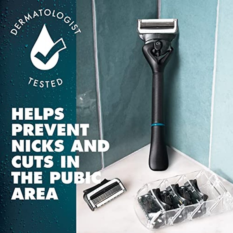 Gillette Intimate Razor for Men, Men¡¯s Pubic Razors for Manscaping, Gentle and Easy to Use, Designed For Pubic Hair, 1 Handle, 2 Blade Refills