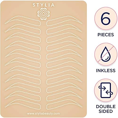 Bundle of Microblading Supplies 6 Piece Inkless Double Sided Practice Skin For Eyebrow Tattoos and 12 Piece Waterproof Eyebrow Pencil, Mapping Pencil Set To Practice Brow Micro-Blading And Needling