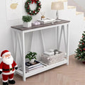 UYIHOME Oak Grey Farmhouse Entryway Console Table, 39-Inch Narrow Foyer Table with Shelf