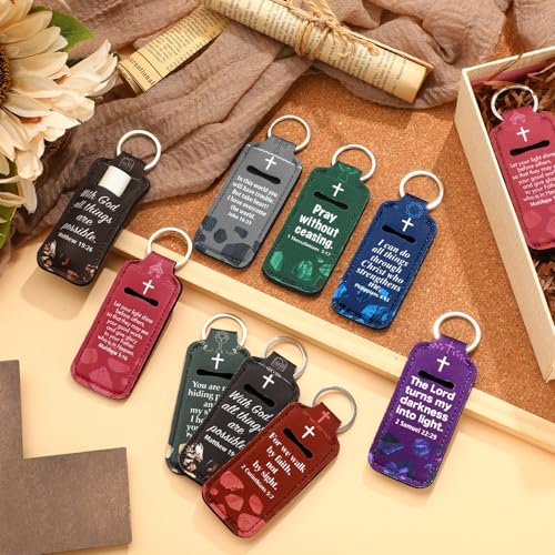 Scenic Christian Lipstick Holder Keychain Gift - 72 Pack with Bible & Cross Themes
