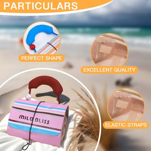 Striped Foldable Makeup Bag Travel Toiletries Organizer, 4-in-1 Detachable Multi-Compartment Cosmetic Bag For Women Travelers - Portable Toiletries Travel Bag & Makeup Organizer (carneose)