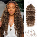 Pre-Separated Human Crochet Hair P4/27/30 Ombre Brown Blonde 20 Inch Deep Water Wave Extensions