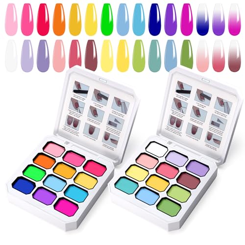 Gradient Nail Gel Palette Set with 24 Colors - Solar Flare & Mojito Sunrise Variation