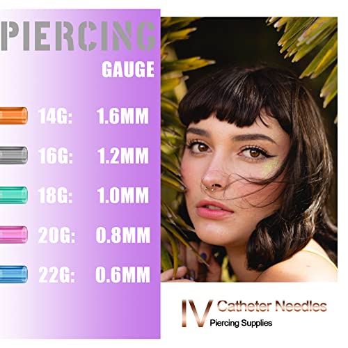 Autdor 22G Catheter Piercing Needles 50PCS - Disposable Hollow Needles for Ear, Nose, Lip & Cartilage Piercing - Variation of THIS listing
