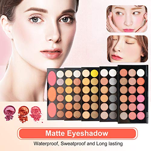 JasCherry 148-Color Shadow Palette with 60 Matte + 82 Shimmer Shades + 3 Blush/3 Brow Kit