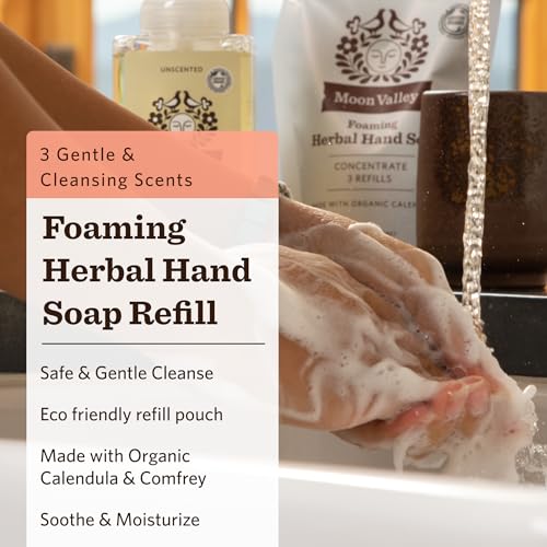 Moon Valley Foaming Hand Soap Refill Pack - Mint Lavender Lemon Rosemary Grapefruit Thyme - 3 x 10.7 Fl Oz