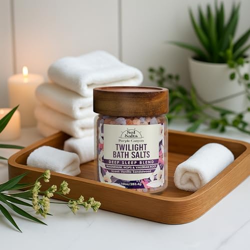 Purple Canyon Twilight Deep Sleep Magnesium Bath Salts with Aromatherapy, Clay Crumbles & Vanilla Scent, 10oz
