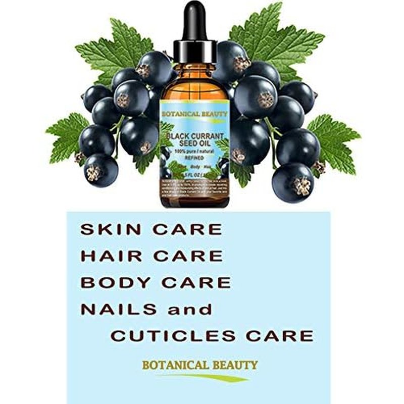 Botanical Beauty BLACK CURRANT SEED OIL. 100% Pure Natural Undiluted Refined Cold Pressed Carrier Oil for Skin, Hair, Lip and Nail Care (0.5 Fl Oz)