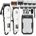 LQT White Cordless Men Hair Clippers & Trimmer Set - 3 pcs Professional Grooming Kit