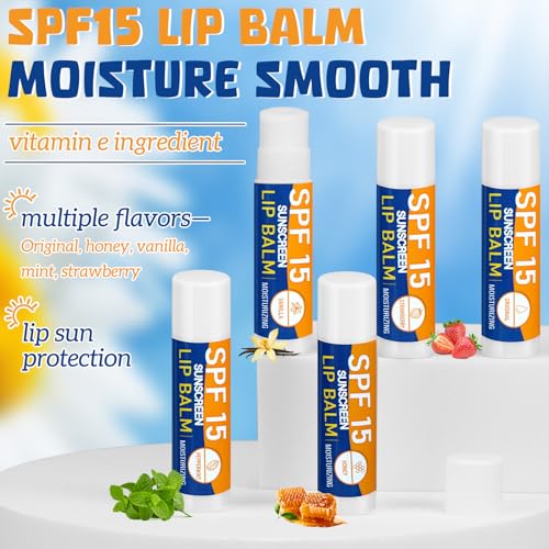 Dimsile SPF 15 Lip Balm Sticks Bulk Pack of 50, Sunscreen Lip Care with Flavors