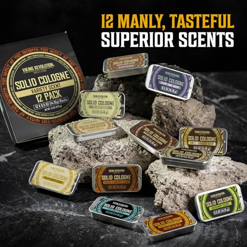Viking Revolution Solid Cologne Set 0.5 oz x12 – Travel Tin, 12 Pack