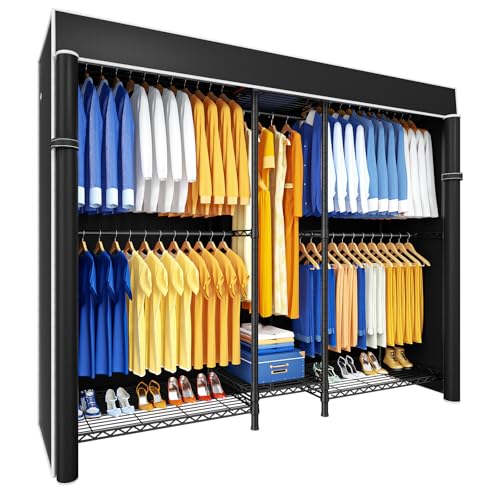 Heavy Duty Closet Organizer System with Cover - Adjustable Garment Rack, Holds 960 lbs, 71" Wide