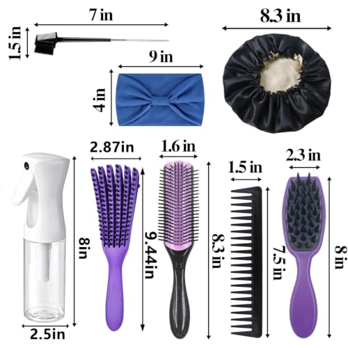Aozzy Gradient 12-Piece Curly Hair Detangling Brush Set for 3A-4C Afro Textures