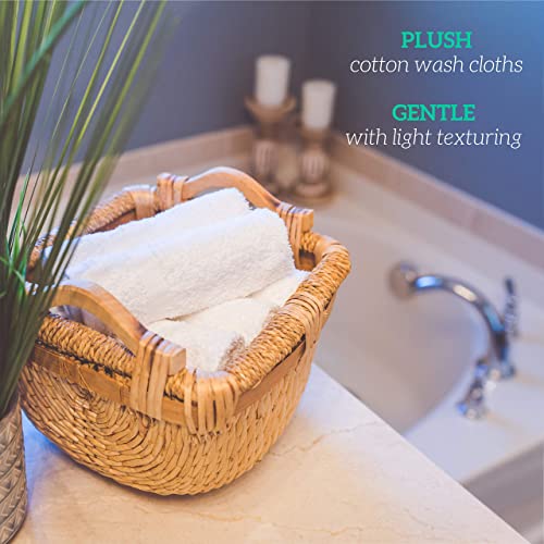 White Cotton Washcloths 12x12 Inches - 40 Pack Soft Absorbent Face & Body Towels, Bulk Bathroom Cloths