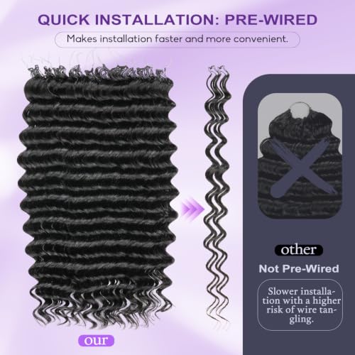 Human Hair Crochet Extensions 18 Inch Deep Wave Feather Crochet Hair - Variation of THIS listing