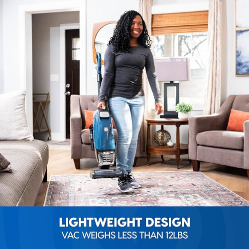Vacmaster UB0302E Bagged Upright Vacuum Cleaner - Lightweight, 2-Motor, HEPA, Grey-Blue