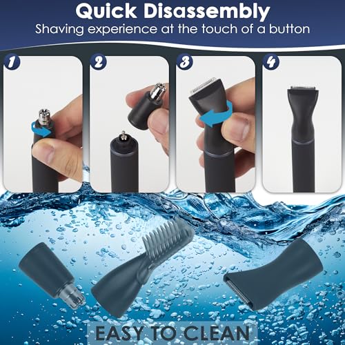 ULAIDO 3-in-1 Nose Ear Eyebrow Body Hair Trimmer for Men, Painless Rechargeable Grooming Kit