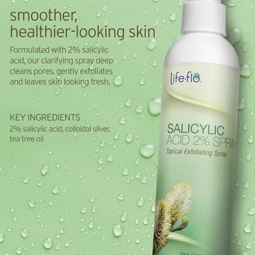 Salicylic Acid Face & Body Spray with Tea Tree, Lavender, Peppermint - Gentle Exfoliating Skin Care - 8oz