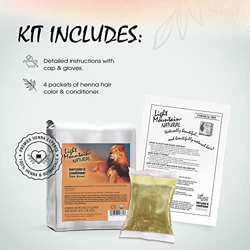 Henna Hair Color & Conditioner Set - Organic Dark Brown Natural Dye, 1 Pound