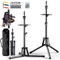 Adjustable Mannequin Head Stand Tripod for Wig Styling - Black