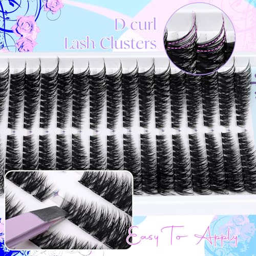 Lash Clusters 320 Pcs Individual Lashes Clusters 7-16 MM Cat Eye Wispy Eyelash Clusters D Curve 80D Cluster Eyelash Extensions Easy DIY Lash Extension at Home