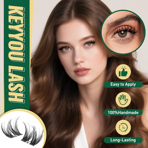 KEYYOULASH Lash Clusters Kit Thick 120pcs 8-18MIX Lash Extension Kit Volume Lash Clusters with Bond and Seal,Remover,Applicators for DIY Eyelash Clusters at Home (KY01 Kit)