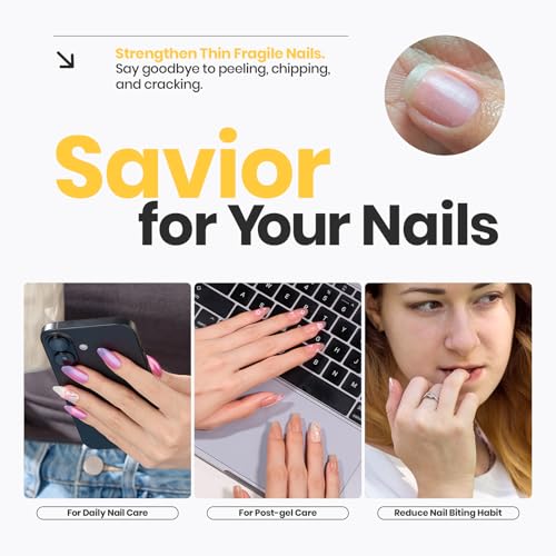 Beetles 2 in 1 Base & Top Coat Nail Polish, Clear Nail Polish Fast Drying & Natural Nail Strengthen, Glossy Effect for Nail DIY Salon at Home Gifts for Women