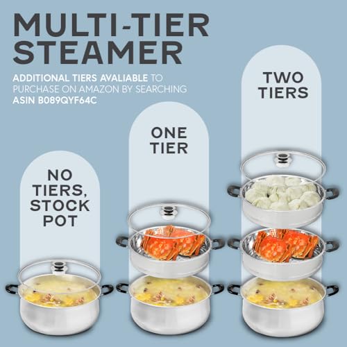 Stainless Steel 3-Tier Steamer Pot - Large Multi-Use Cookware for Vegetables & Rice