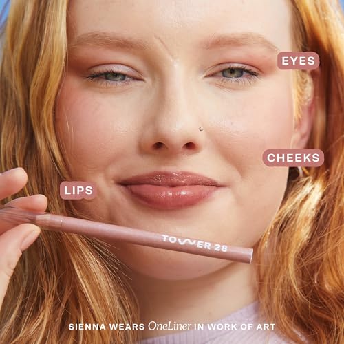 Tower 28 OneLiner - Multi-Use Creamy Lip Liner, Eyeliner & Face Makeup Pencil for Sensitive Skin - Hydrating, Vegan Formula with Shea Butter - Matte, Long-Lasting Finish - Pinky Taupe (1 Count)