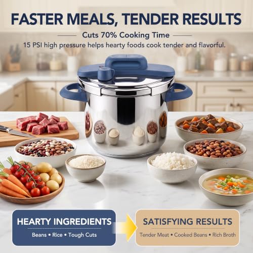 4.2 Quart Stainless Steel Stovetop Pressure Cooker Set - Safe & Durable
