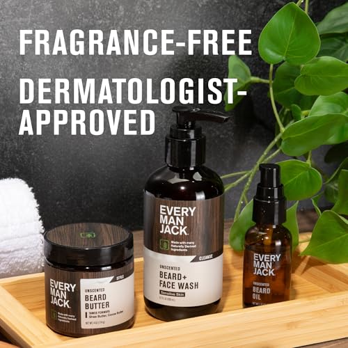 Unscented Beard Care Kit for Men Sensitive Skin Natural Ingredients