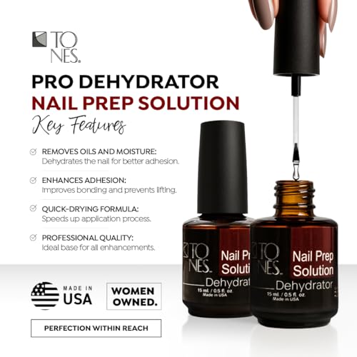 Tones Nail Dehydrator - Professional Grade Prep for Acrylic Powder, Tips, and Gel Polish - Salon Quality, 7-Free and Fast Drying - Made in USA (8 fl Oz / 236 mL)