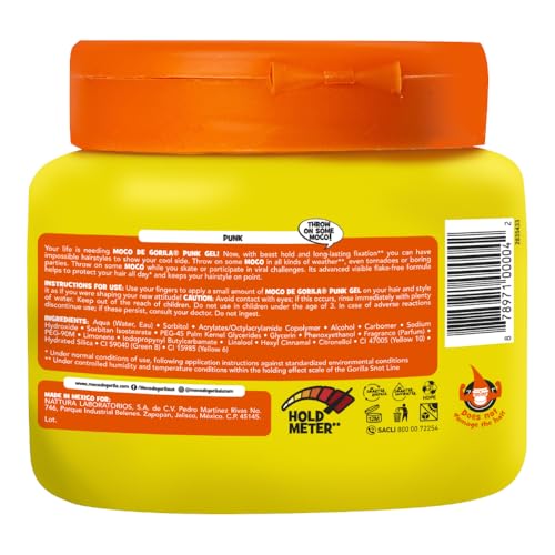 Moco de Gorila Punk, Hair Styling Gel, Gives your Hairstyle a Long-Lasting Effect, Reactivate with Water, High Fixation, 3-Pack of 9.52 Oz Each, 3 Jars