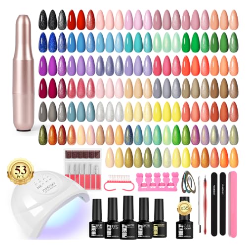 Phoenixy Romance Holiday Gel Nail Polish Kit with UV Light & Drill, 53 Pieces, 35 Colors, Gift for Women