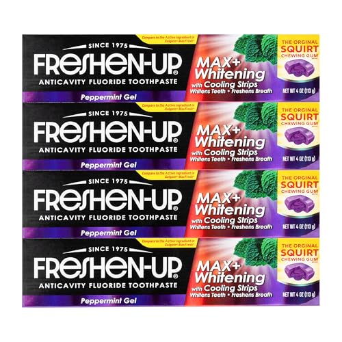Whitening Toothpaste with Fluoride & Cooling Strips - Peppermint Gel, 4 Pack
