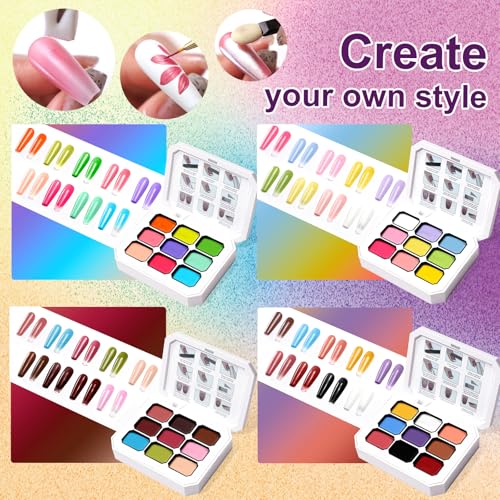 Gradient Painting Gel Set, 4*Plates Ombre Gel Nail Polish Pigment Pat Nails,Long-lasting Silky Texture Highly Saturated French Manicure Soak of UV/Led Home Salon DIY Nail Art JOMK