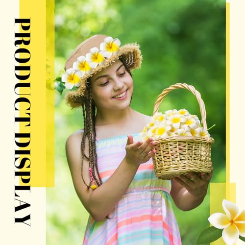 50 Pcs White Foam Hawaiian Plumeria Flower Clips - DIY Floral Wreath & Party Decorations