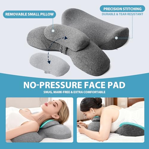 Memory Foam Breast Pillow and Face Down Massage Pillow 19.6 x 17.7 x 5 inches