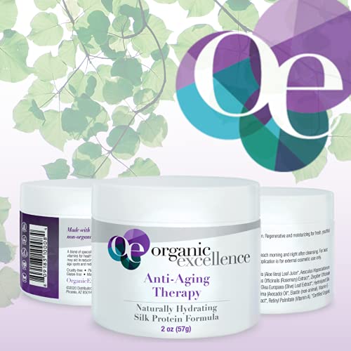 Organic Excellence Organic Moisturizer Face Cream, All Natural Face Moisturizer with Silk Protein to Hydrate, Nourish Protect Skin and Promote Collagen Production Non-Toxic & Fragrance-Free 2 oz