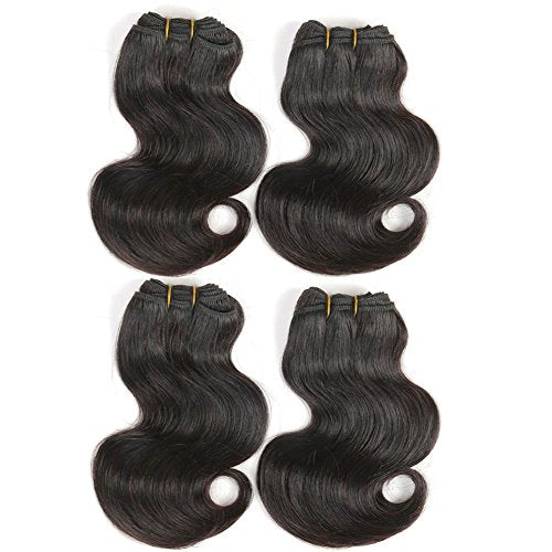 8 Inch Brazilian Virgin Body Wave Hair Bundles - Natural Color, 100% Human Hair, Short Sew-In Extensions - Variation #1B-Natural-BD